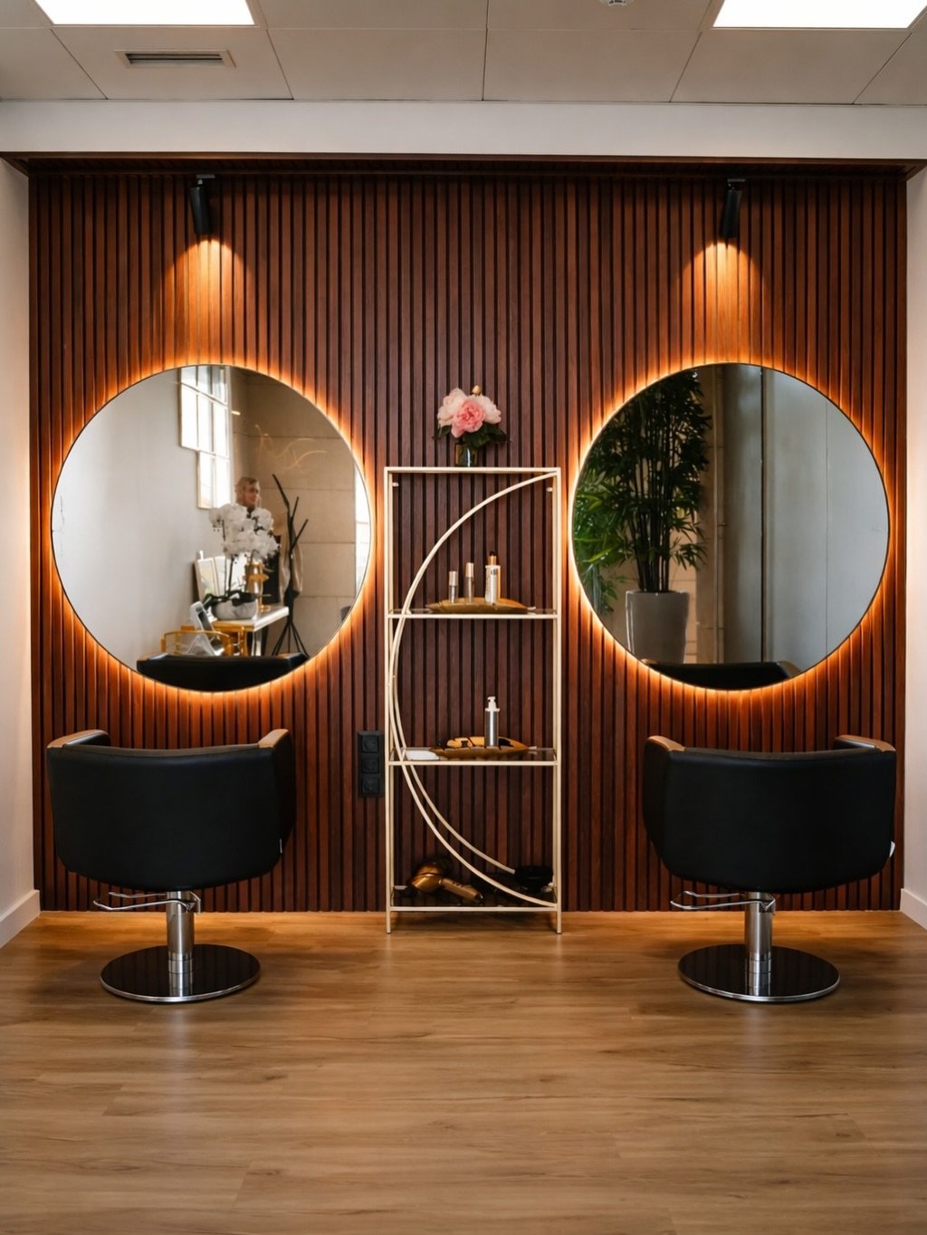 Styling stations at the salon in Ponta Delgada